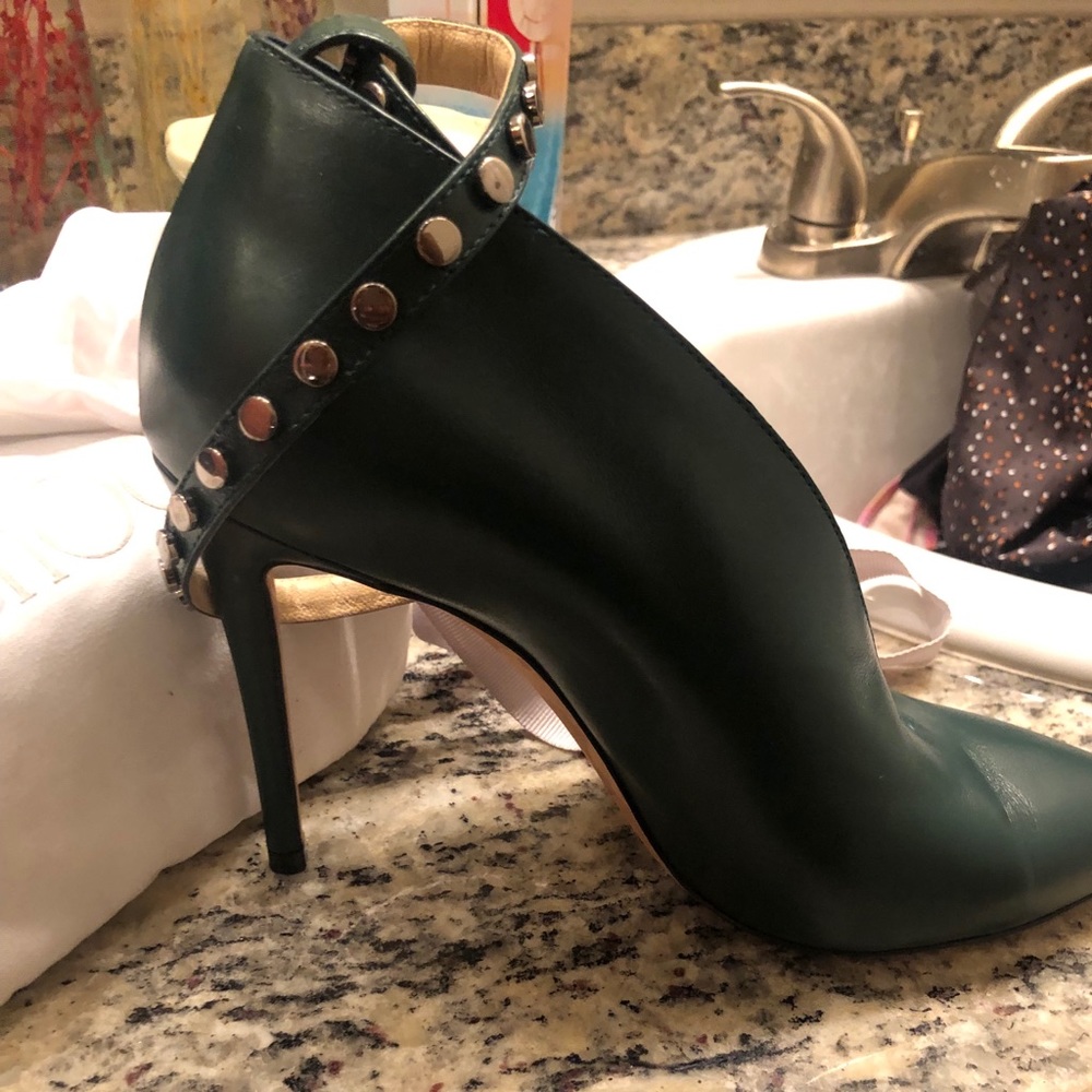 Jimmy Choo Bottle Green Leather Lark Ankle Bootie
